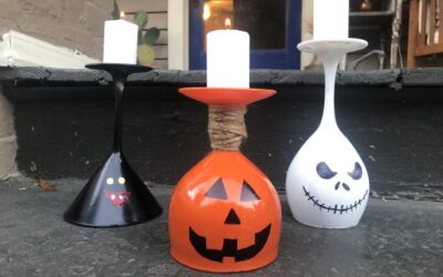 Upcycled: Wine Glasses Into Haunted Halloween Candle Holders