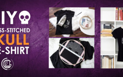 DIY CROSS-STITCHED SKULL TEE-SHIRT