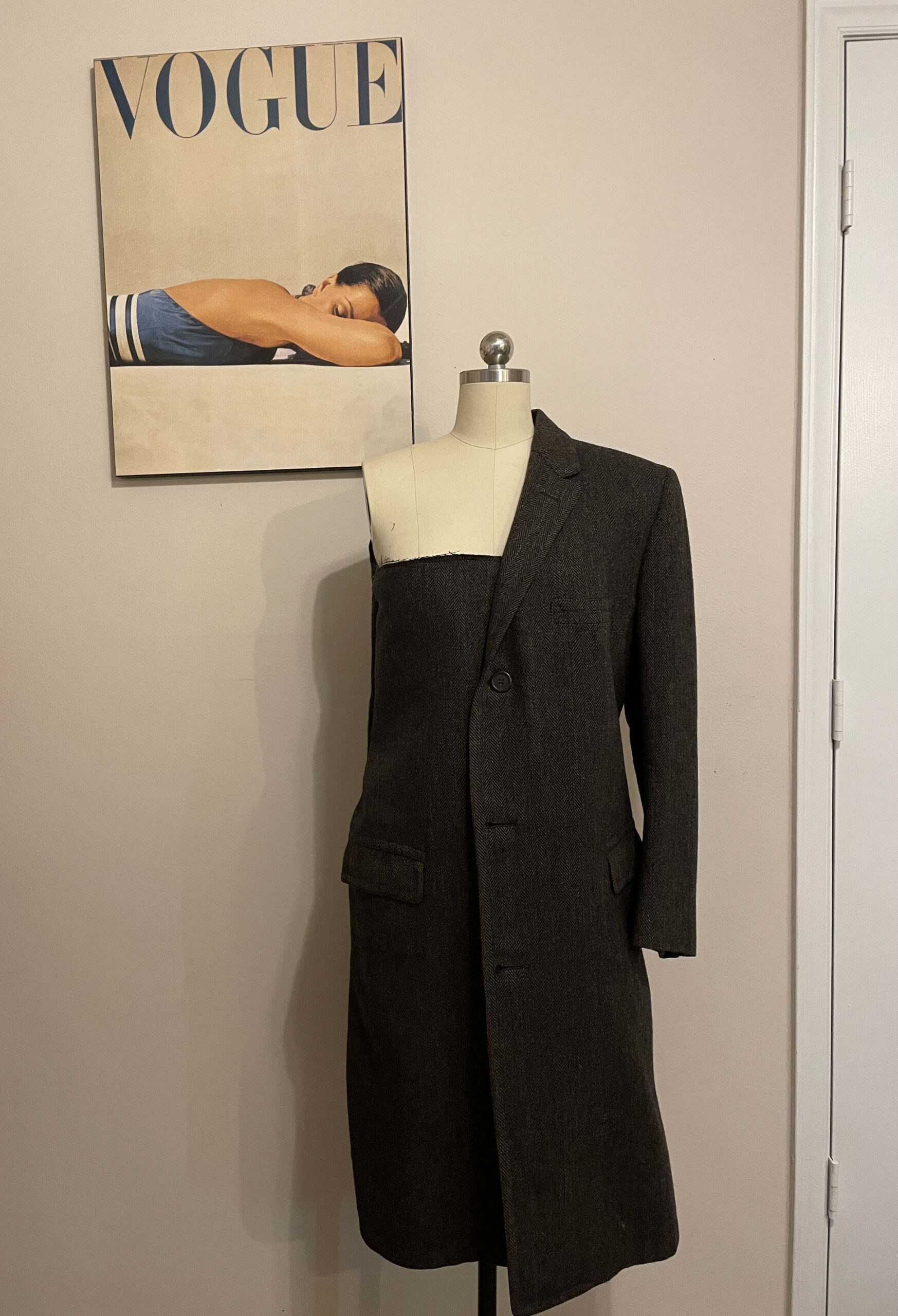 large jacket with arm removed for redesign