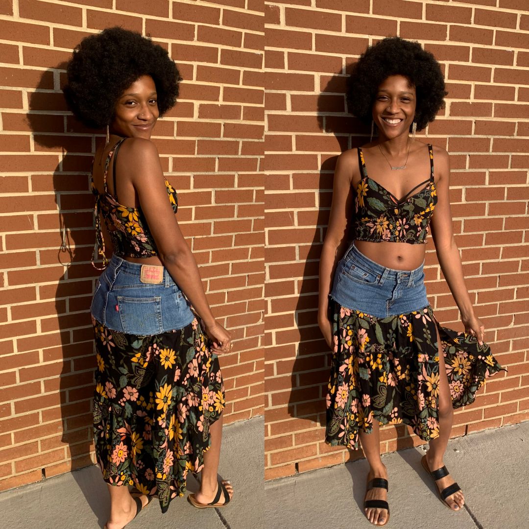 chante gibbs maxi dress into two piece set